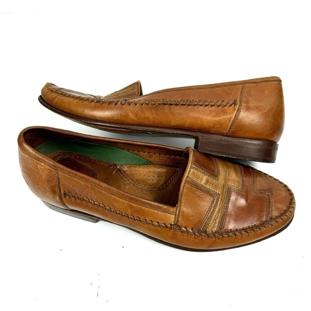 Paragon Mens 7.5 Brown Patchwork Leather Handcrafted Brazil Slip On Loafer Shoes